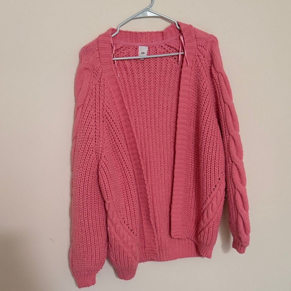 River Island Pink Cable Knit Open-Front Cardigan
